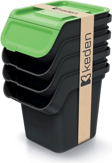 Kaddi Q válogató kukakészlet szűrővel 4×20 l, újrahasznosított műanyag