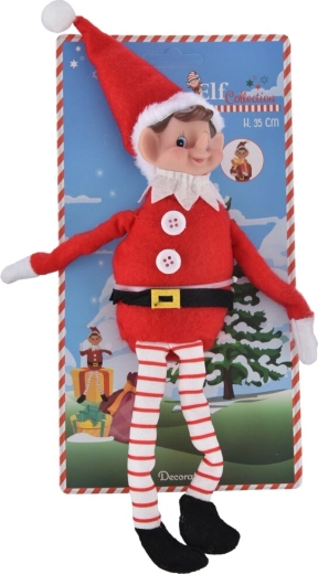 Karácsonyi dekoráció manó – álló textil figura 35 cm
