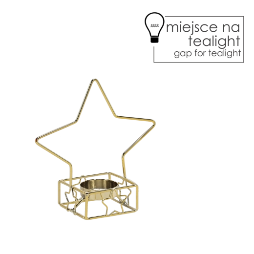 Arany színű fém csillag alakú mécsestartó tealight gyertyákhoz