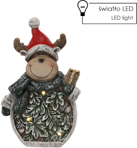 Karácsonyi figura – szarvas levelekkel, LED, 24 × 9,5 × 38,5 cm