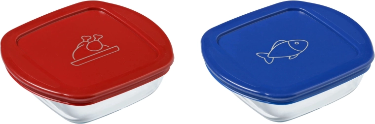 PYREX négyzet alakú üveg tárolódoboz készlet, 2 db, 0,3 l