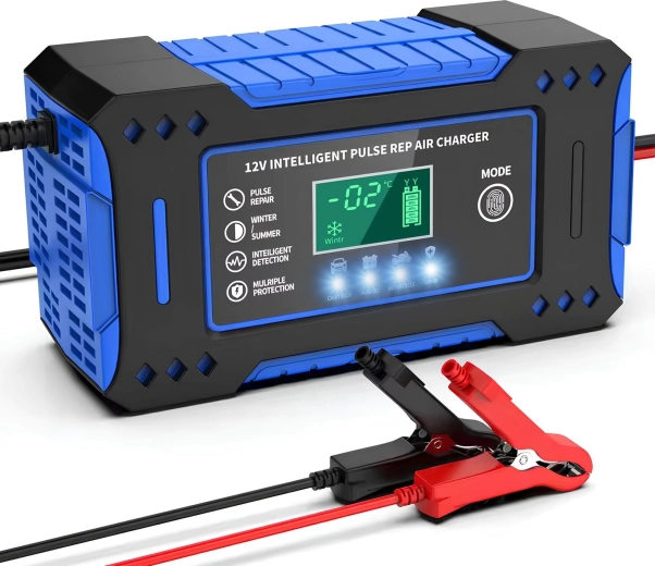 NIU126 Blue mikroprocesszoros automata autóakkumulátor-töltő 12/24 V 6 A