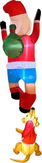 Felfújható Mikulás rénszarvassal, 1,8 m, LED háttérvilágítással