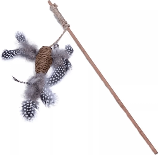 Quapas! természetes macskahorgász barna madárral és tollakkal