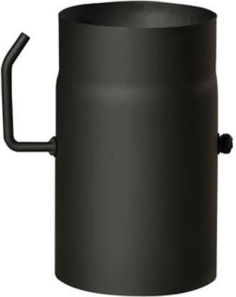 Füstcső pillangószeleppel 120 mm, hossz 250 mm, acél 1,5 mm, fekete