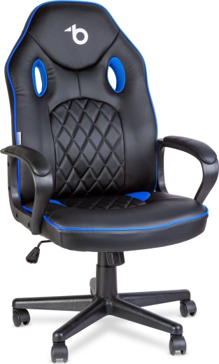 Fekete/kék gamer szék háttámlával