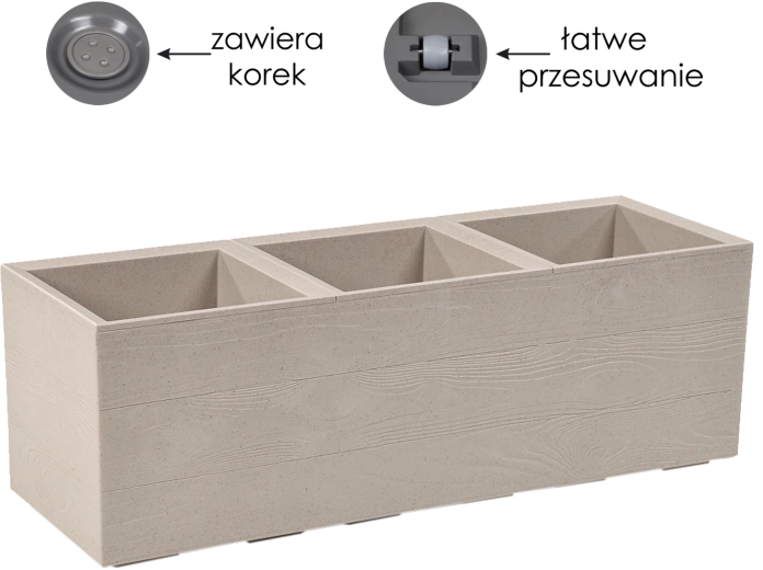 Karo virágláda 90 × 30 cm Coffee Latte kerekeken