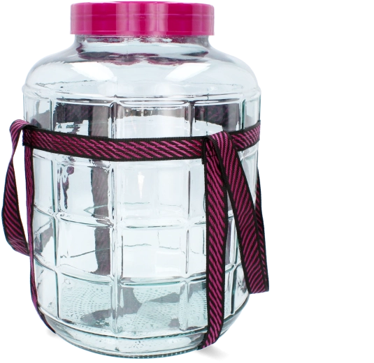 Multifunkcionális 18 l-es üvegballon „Vino” széles nyakkal és pántokkal