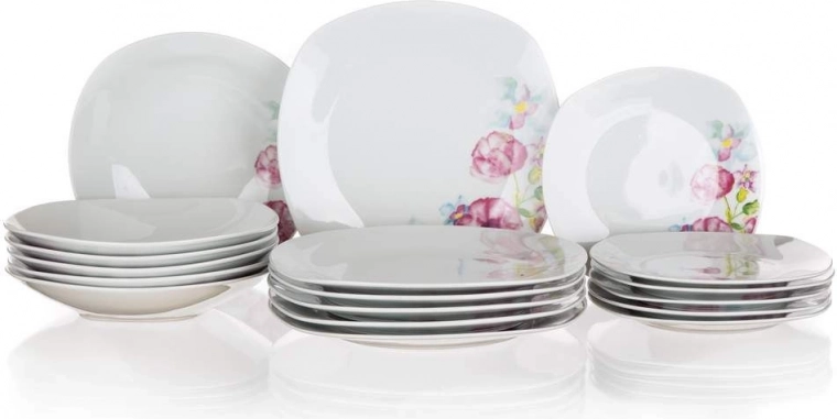 Étkészlet 6 személyre BANQUET Square Dolores – virágmintás porcelán, 18 darab