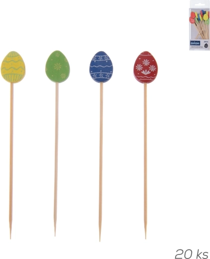 Bambusz húspikák húsvéti tojás mintával, 20 db, vegyes