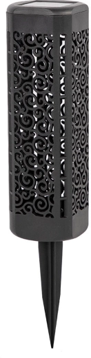 Napelemes kerti lámpa leszúró tüskével, 1 LED, fekete, átmérő 6 cm, magasság 31 cm