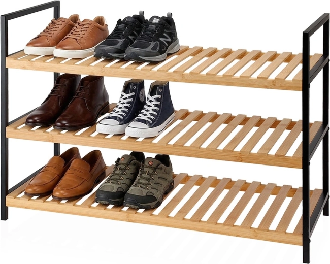 Storage Solutions bambusz cipőtartó 3 polccal 70 × 30 × 48 cm – 1 db