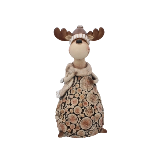 Karácsonyi álló rénszarvas figura 28 cm