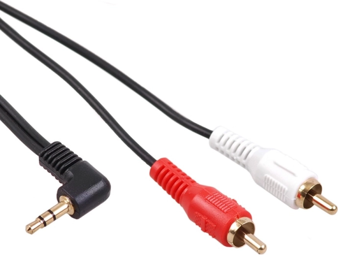 Mini jack 3,5 mm-es hajlított–2× RCA kábel 1 m MCTV fekete