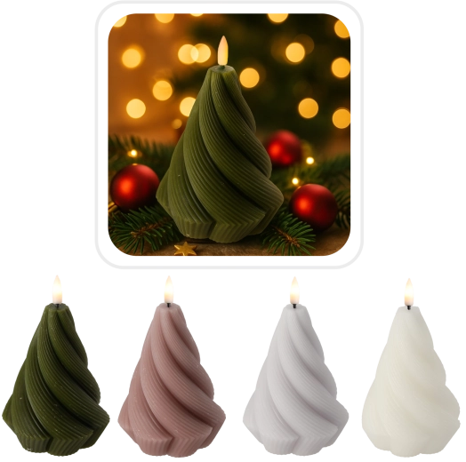 LED viasz csavart gyertya Twisted 9 × 12,5 cm időzítővel