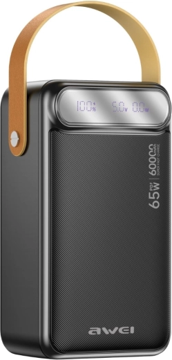 Awei powerbank 60 000 mAh 65 W PD LED kijelzővel és LED zseblámpával - 1 db