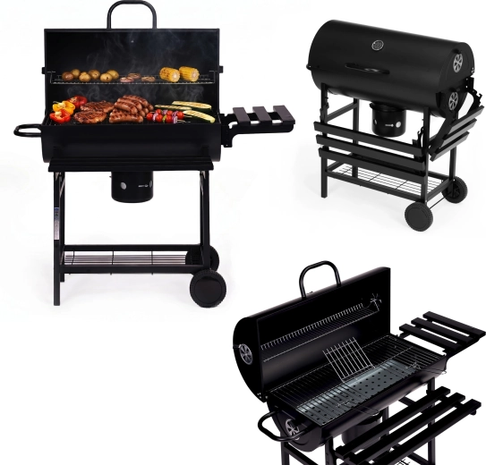 MULTIGARDEN faszenes kerti grill fedéllel és hőmérővel