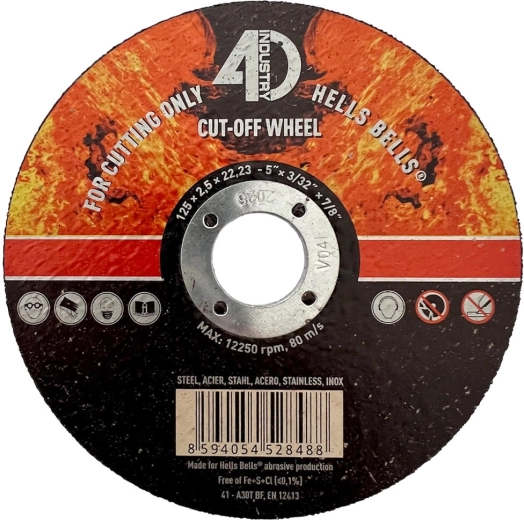 Vágókorong acélhoz és rozsdamentes acélhoz 125 × 2,5 × 22,2 mm