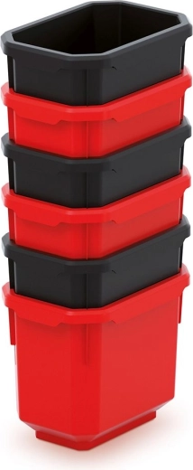 6 darabos TITAN BOX műanyag szerszámtartó doboz készlet 110 × 75 × 263 mm – fekete/piros