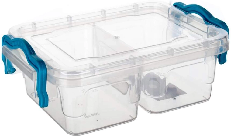 Gema osztott téglalap alakú doboz 2×250 ml türkiz fogantyúkkal