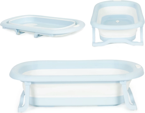 Gyermek összecsukható utazó fürdőkád leeresztővel, szürke