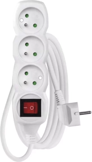 Emos hosszabbítós elosztó kapcsolóval, 3 aljzat, 3 m, fehér