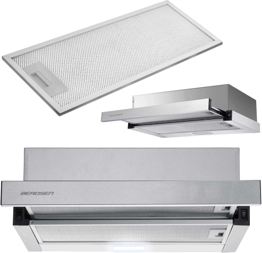 Teleszkópos konyhai páraelszívó 50 cm rozsdamentes acél BERDSEN BT-233 LED világítással