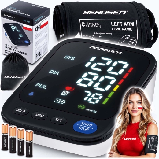 Felkaros vérnyomásmérő lengyel hangutasításokkal BERDSEN BD-122
