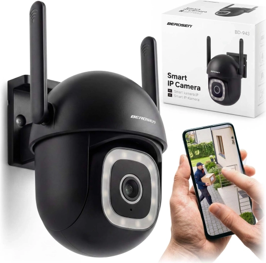 Berdsen kültéri, forgatható Wi‑Fi IP kamera 5 MP felbontással, személyfelismeréssel és szirénával