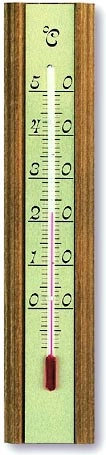 Fából készült szobahőmérő fém skálával, 20 cm