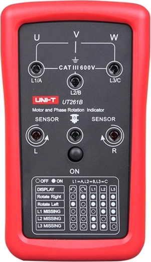 Uni-T UT261B fázissorrend- és motor forgásirányteszter