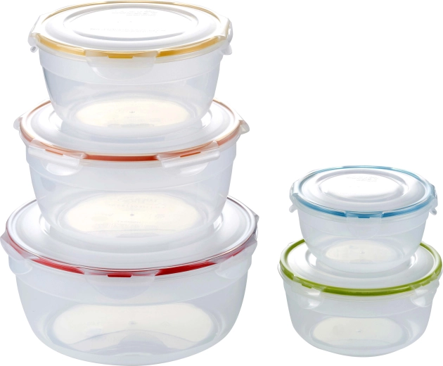 LOCK kerek ételtároló doboz készlet, 5 db