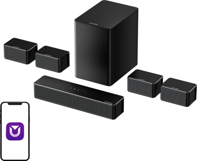 ULTIMEA Poseidon D70 hangprojektor mélynyomóval és 7.1 surround