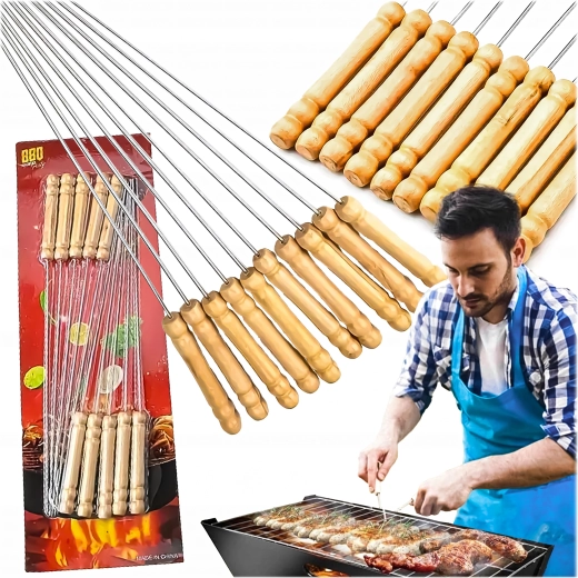 Fém nyársak grillhez, 10 db, 30 cm