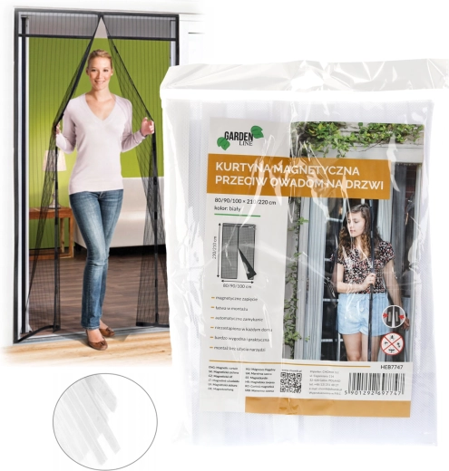 Mágneses rovarháló ajtóra, fehér