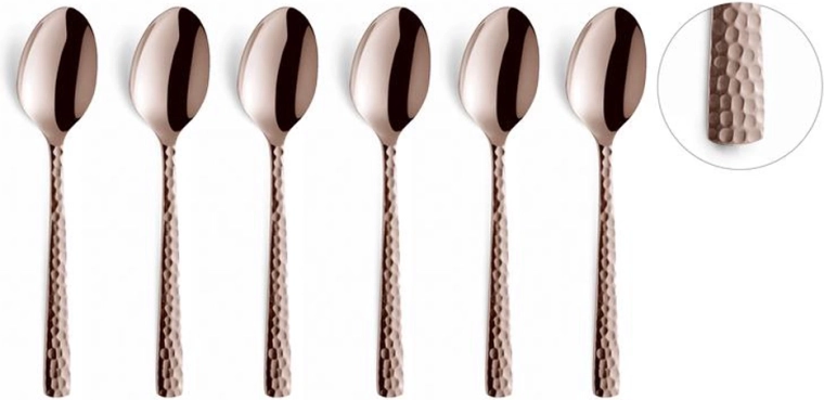 Rozsdamentes mokkáskanál Amefa Felicity, 6 db, rózsaszín