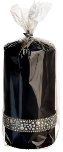 Pearl fekete henger gyertya 7 × 14 cm