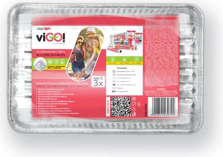 VIGO grillező tálcák kicsi 28 × 22 cm, 3 db