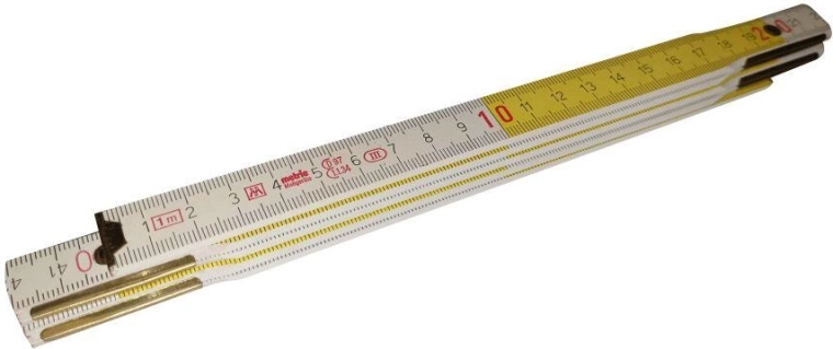 Összecsukható fa colstok 1 m, fehér/sárga