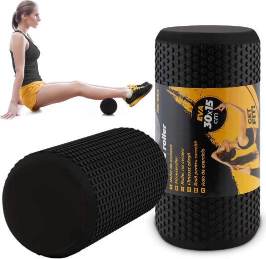 EVA masszázshengert 30 × 15 cm fekete