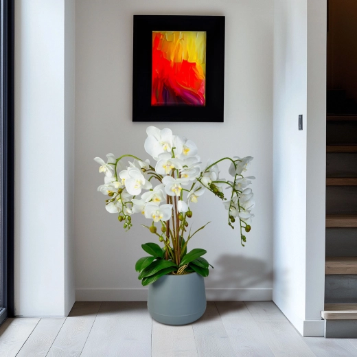 Fehér műorchidea dekoráció 83 cm