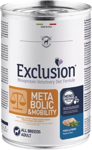 Exclusion Metabolic & Mobility konzerv kutyáknak sertéshússal és rosttal 400 g