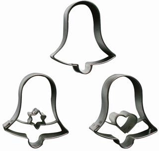 Csengettyű alakú sütikiszúró készlet, 3 darab, rozsdamentes