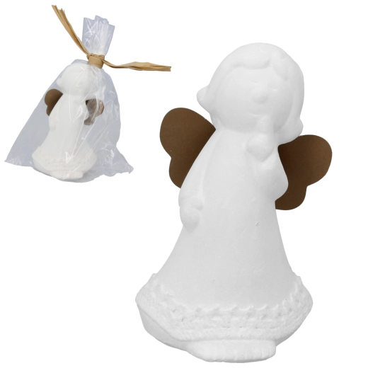 Dekoratív angyal virággal, 11 cm