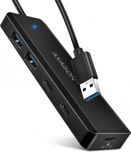 Axagon Travel kompakt 4 portos USB hub 5 Gb/s (2× USB-A, 2× USB-C)