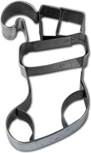 Karácsonyi süteményszaggató – zokni, 7–8 cm, ezüst