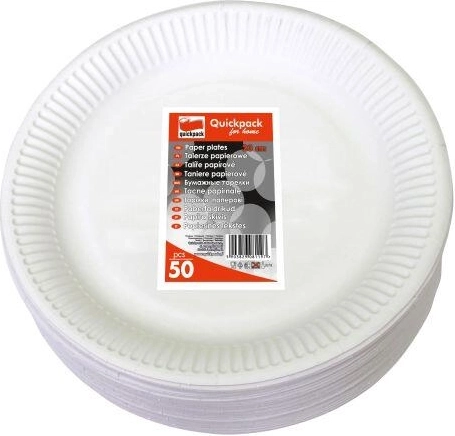 Egyszer használatos papírtányérok 23 cm, fehér (50 db)