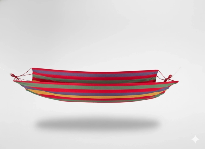Hintázó függőágy 200 × 100 cm piros csíkokkal