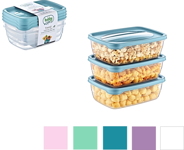 Trend Box téglalap alakú dobozok készlete, 3 darab, 0,3 l