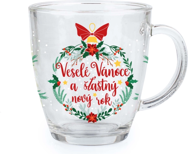 Üveg bögre Vidám karácsony 350 ml